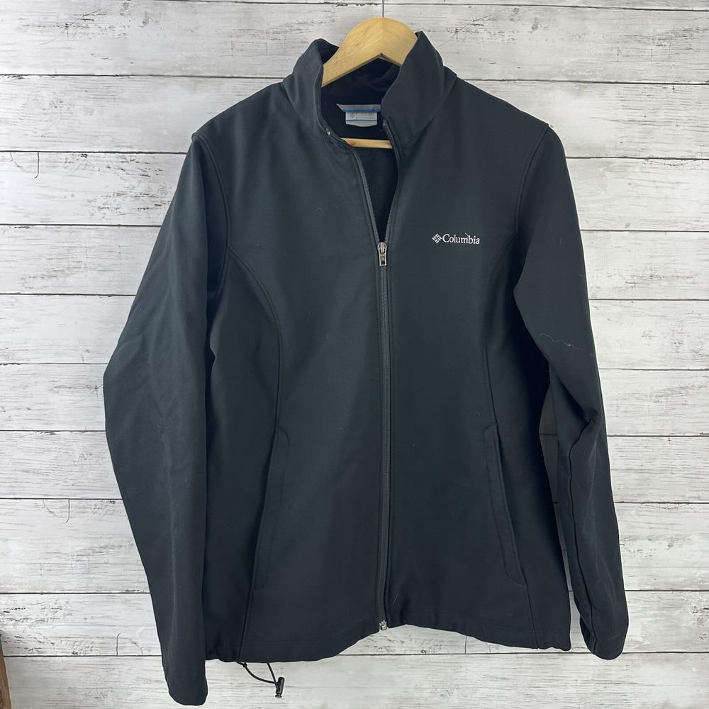 Columbia Full Zip Fleece Jacket Womens Large black Outdoor‎ Hiking Casual